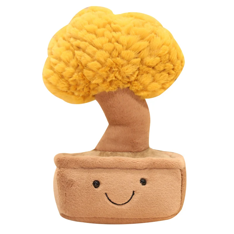 Colorful Bonsai Tree Stuffed Plush Ornament Cute Smile Face Pachira Tree  Plush Toy Pillow Home Decoration