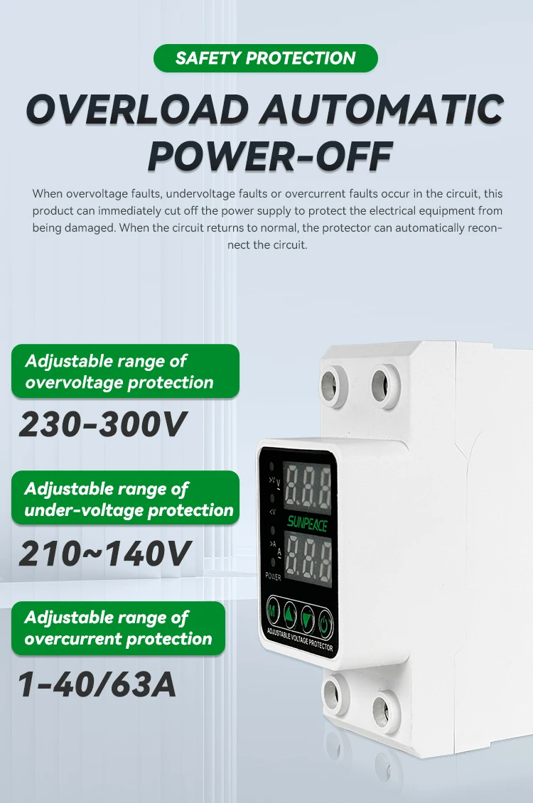 63A 80A 100A AC DC AVP Din Rail Three Phase Over Under Voltage Protector For Photovoltaic PV Solar System 5 63A 80A 100A AC DC AVP Din Rail Three Phase Over Under Voltage Protector For Photovoltaic PV Solar System 5