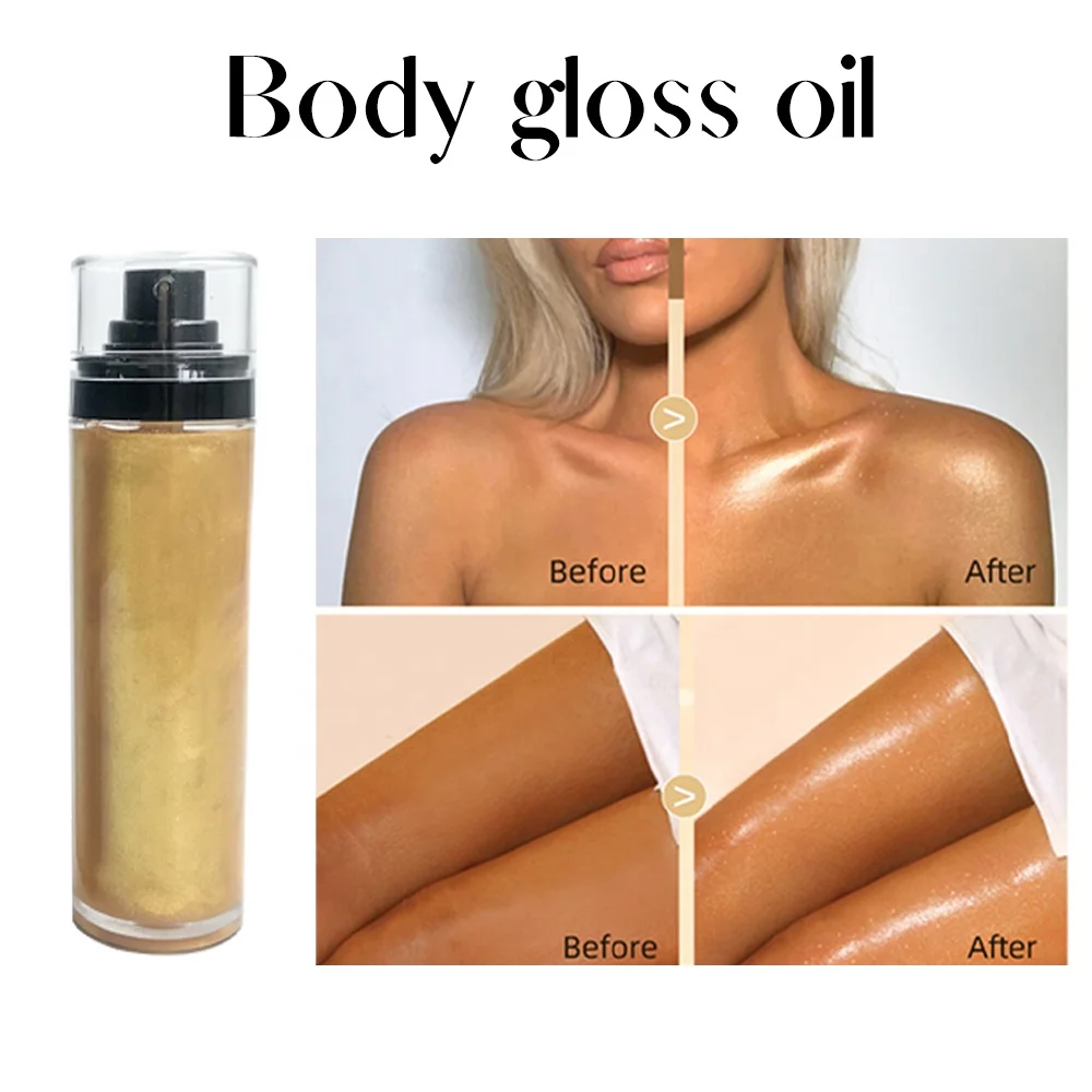 Индивидуальные товары, частная марка, веганский макияж, мерцающий масляный Хайлайтер для тела, упаковка, блеск для тела