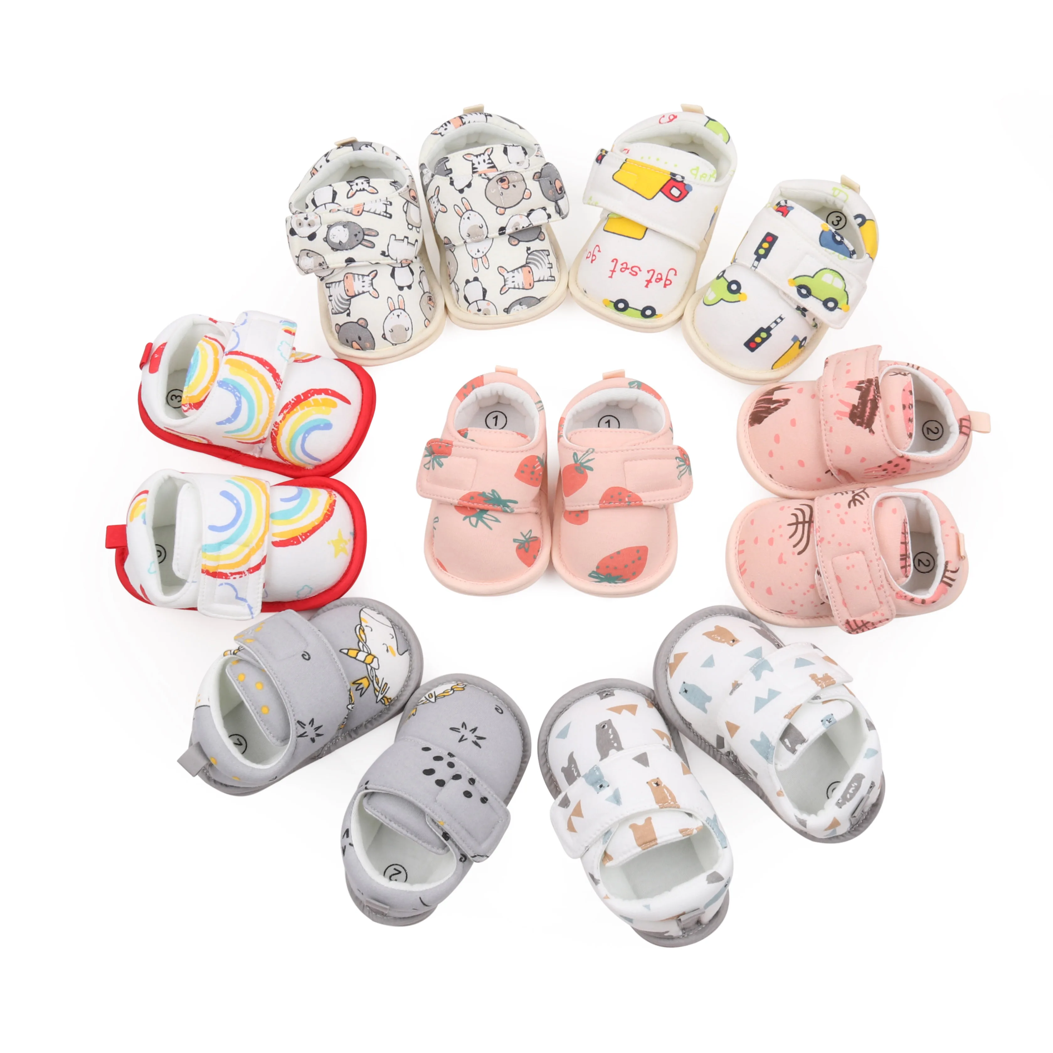 Spring and Autumn New Cartoon Pattern Baby Soft and Comfortable Cotton Walking Shoes