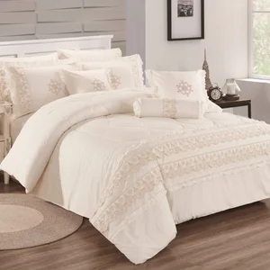 2026 New Design Nantong Factory Hot Sale 6pcs Microfiber Embroidery Comforter Set