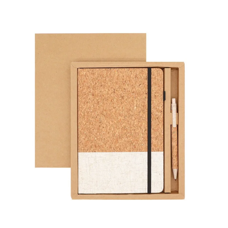 A5 Cork Fabric Patchwork Notebook Wholesale Eco-friendly Notebook Kraft Paper Set Can Be Customized Logo