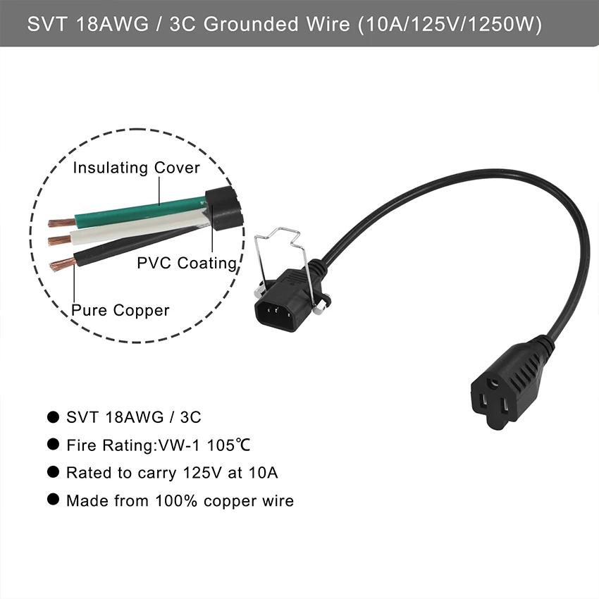 Lockable C13 Connectors & Split Locking Iec Extension C14 To C13+nema 5