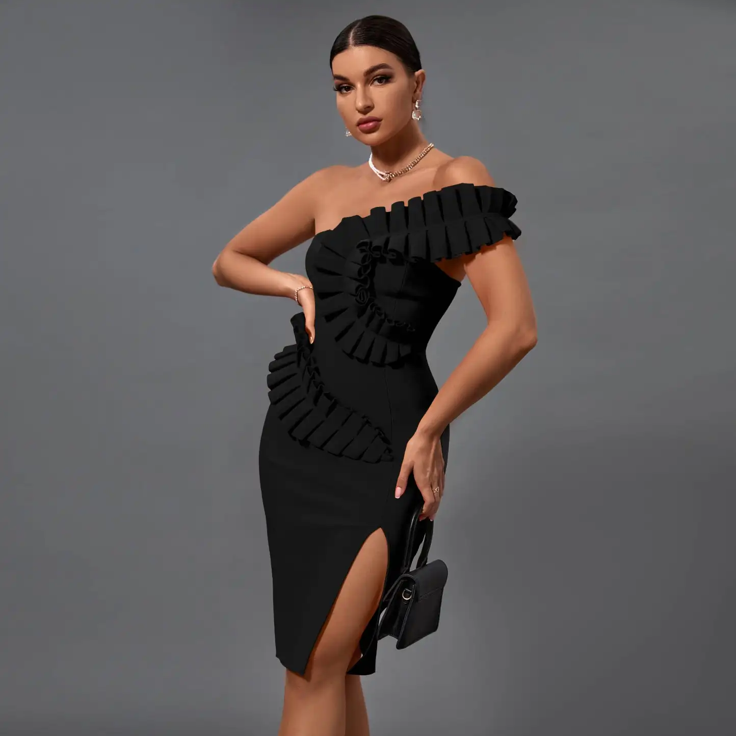 knee length teenage dresses Dark Navy Junior Bridesmaid Dress,Knee Length Junior Bridesmaid Dress,JB00026, J6 / Pink main image 0