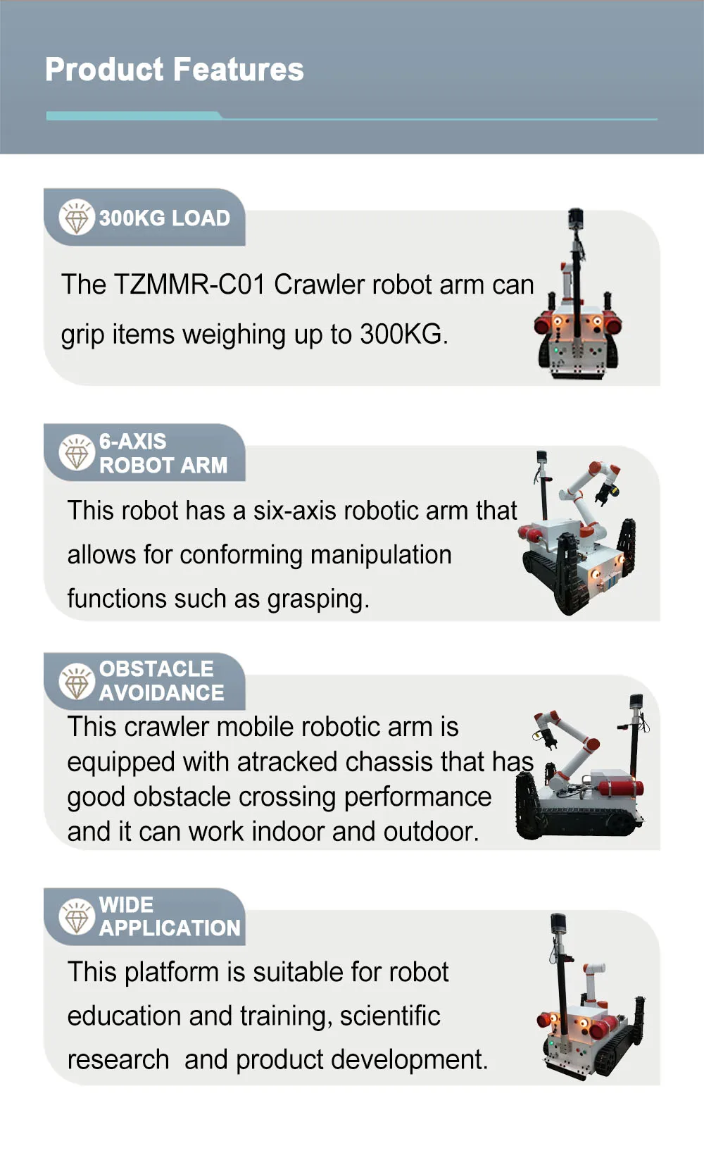 MOBOT 6-Axis Robotic Arm AGV Remote Control Crawler Robot