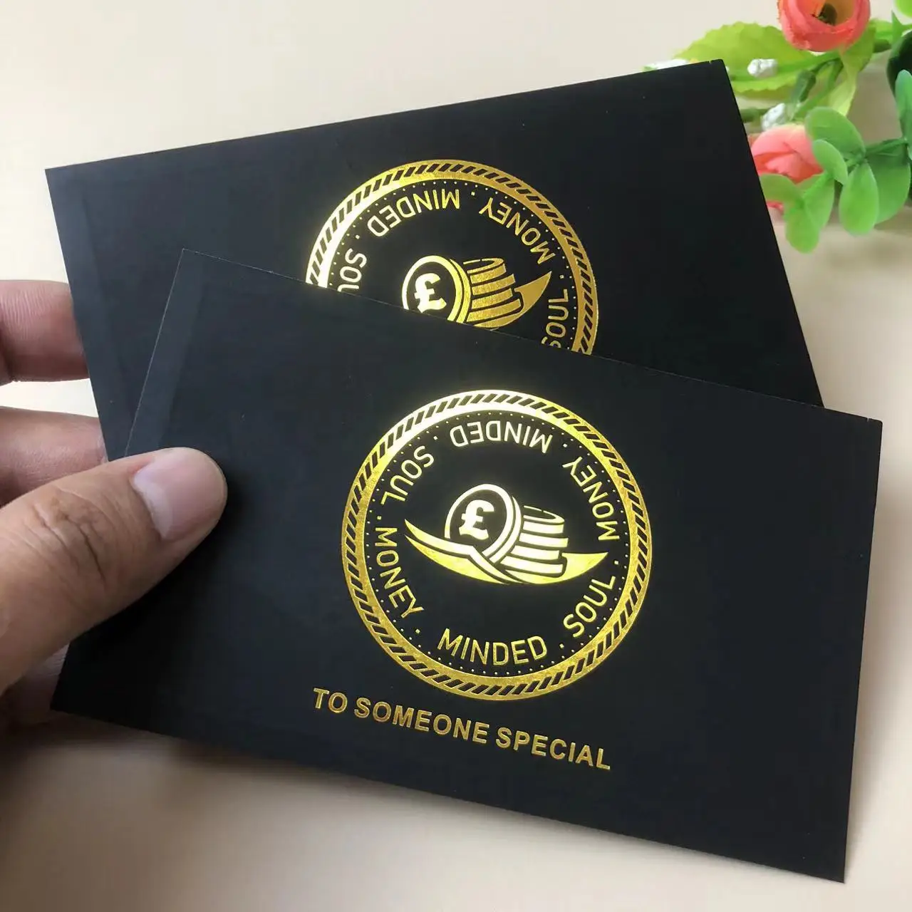 Custom Luxury Gold Foil Stamping logo Small Business Card Paper ...