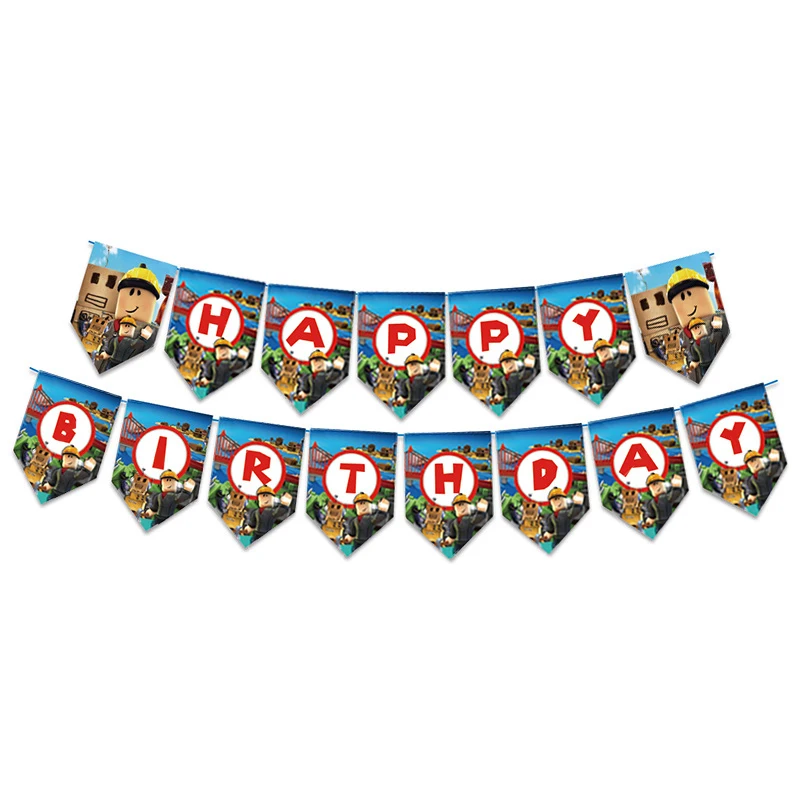 venda quente roblox festa suprimentos roblox balões bolo topper banner com  crianças festa de aniversário decoração x1042