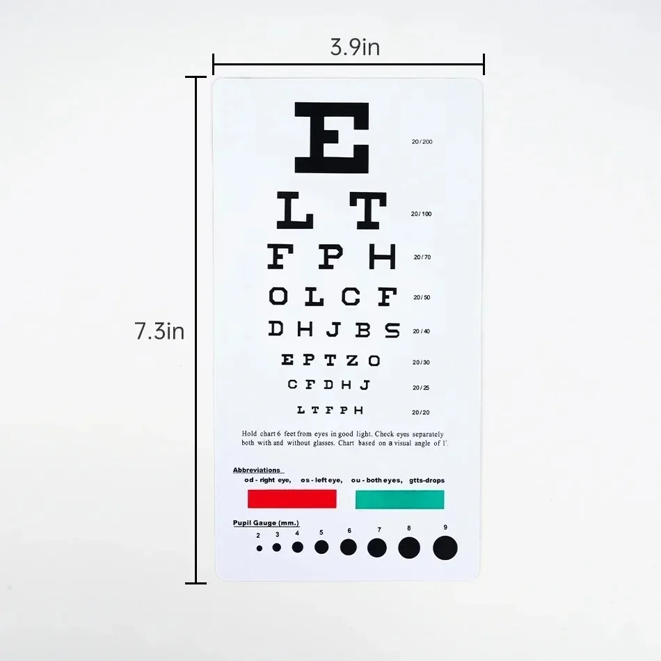 2024 Far Near Vision Standardized Eye Chart Visual Testing Pocket Eye Chart, Snellen Pocket Eye Chart Rosenbaum Pocket