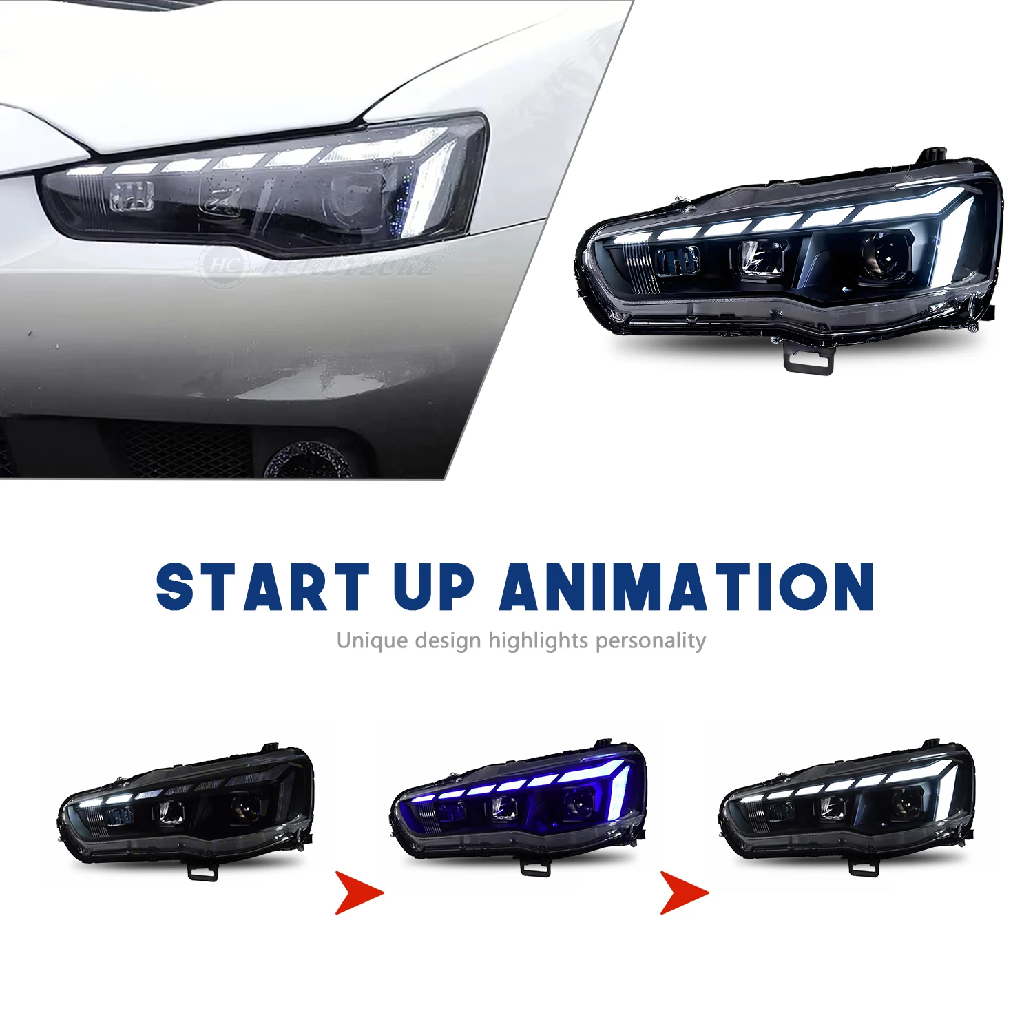 HCMOTIONZ LED Headlights for Mitsubishi Lancer Ex Evo 2008