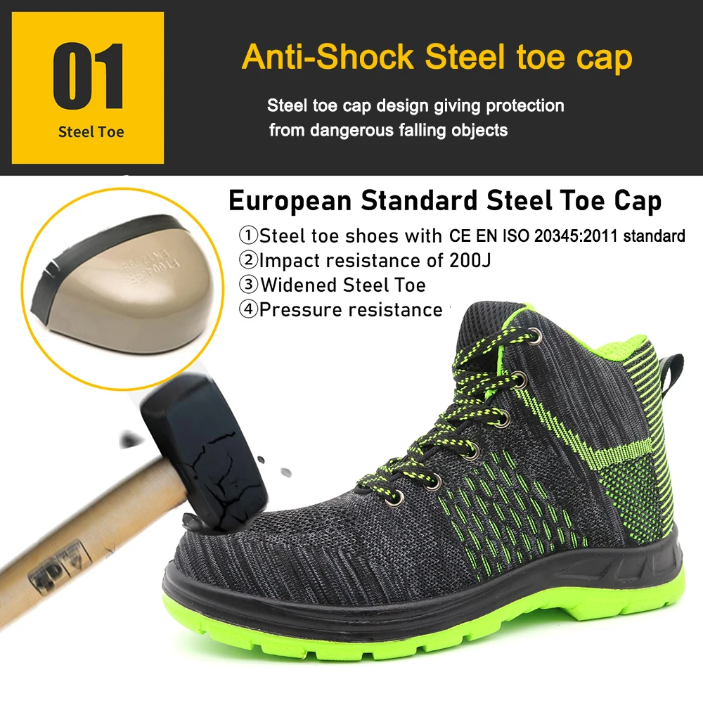 Green Anti Slip Oil Acid Resistance Function Shoes Puncture Proof Sport ...