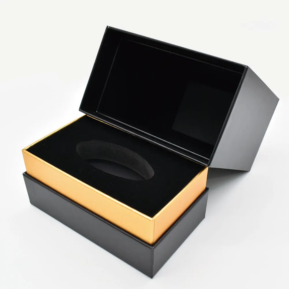 Custom Printed Luxury Cardboard Box Gold Hot Stamping LOGO Black Cosmetic Perfume Packaging Box details