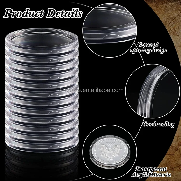 Пластиковые прозрачные круглые Чехлы для хранения монет 50
