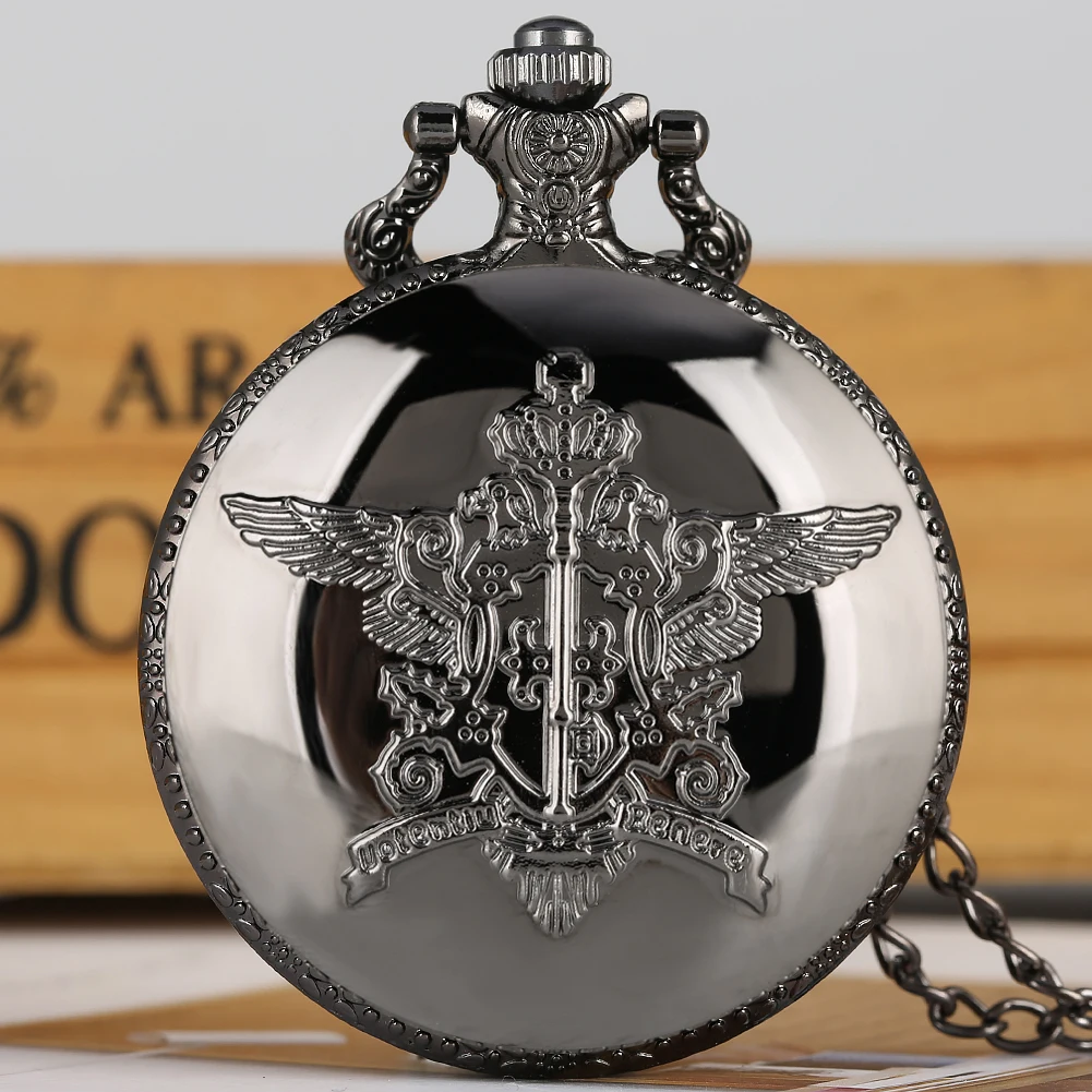 Orologio Da Taschino Stile Steampunk Argento E Nero - Quadrante Romano, Movimento Quarzo, Ciondolo Con Catena - Foto 2