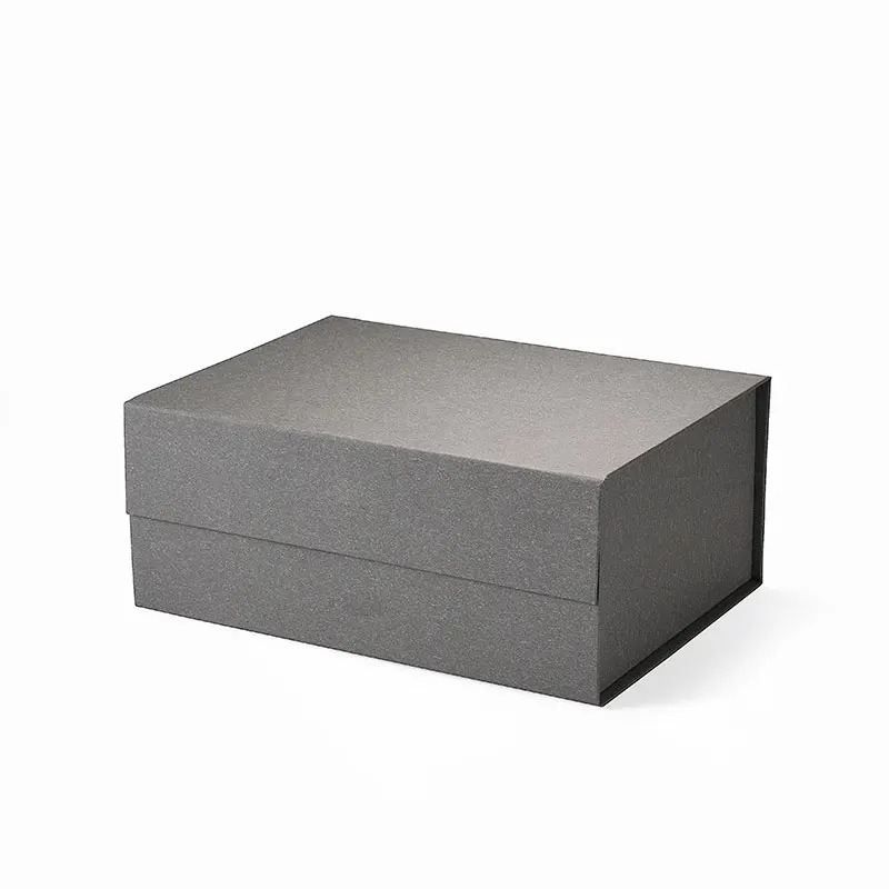 Deluxe A5 Deep Stock Grey Color Magnetic Folding Presentation Gift Box with Ribbon Tie