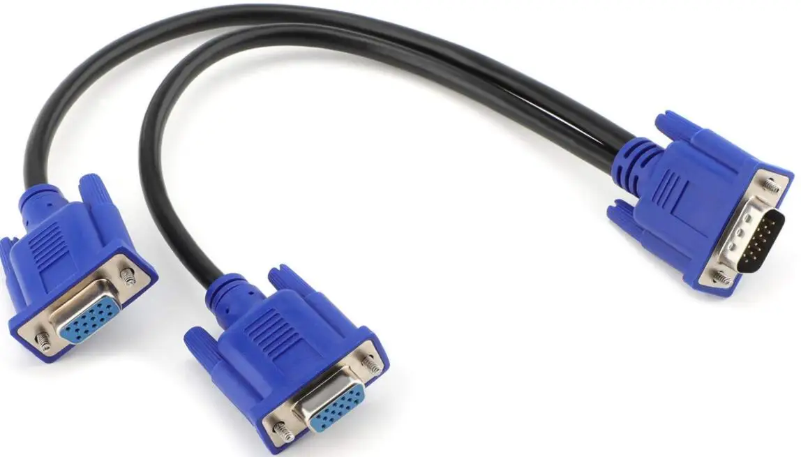 VGA Splitter Cable Dual Monitor Y Cable Adapter