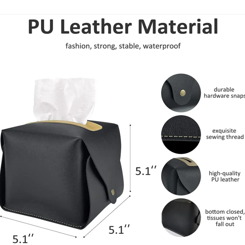 Современный квадратный держатель из искусственной кожи для салфеток декоративный держатель-органайзер