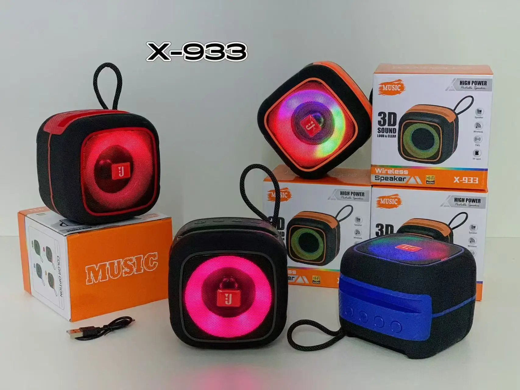 X-933 Portable Bluetooth Speakers RGB LED Hifi Sound