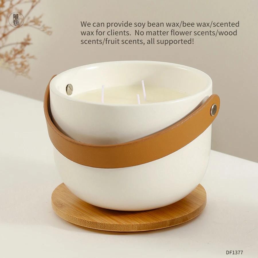 Custom Luxury Big Large Ceramic Candle Jar Unique 3 Wick Candle Jars