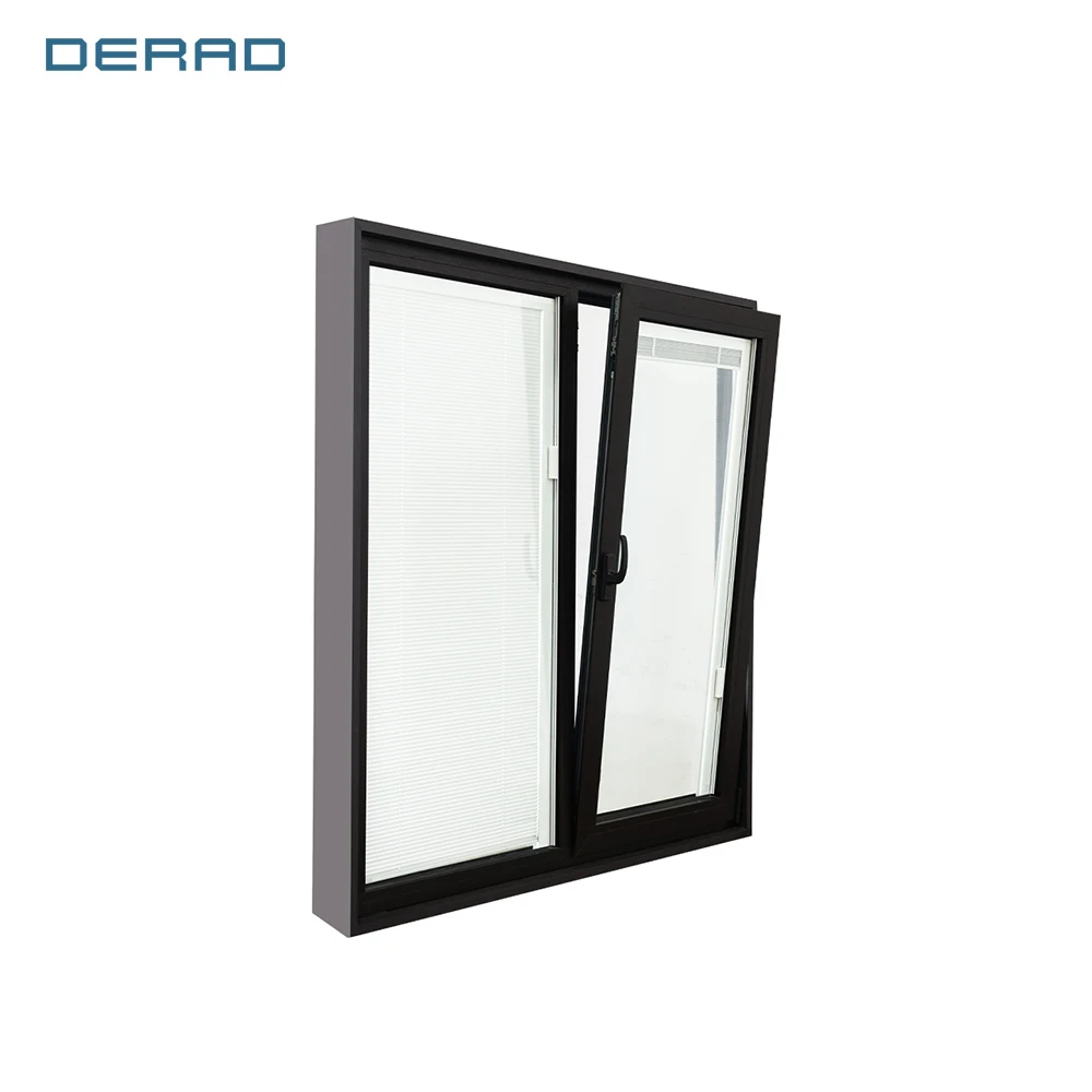 Factory made tilt and turn aluminium casement window join with blind Louver between the glass for bedroom balcony window