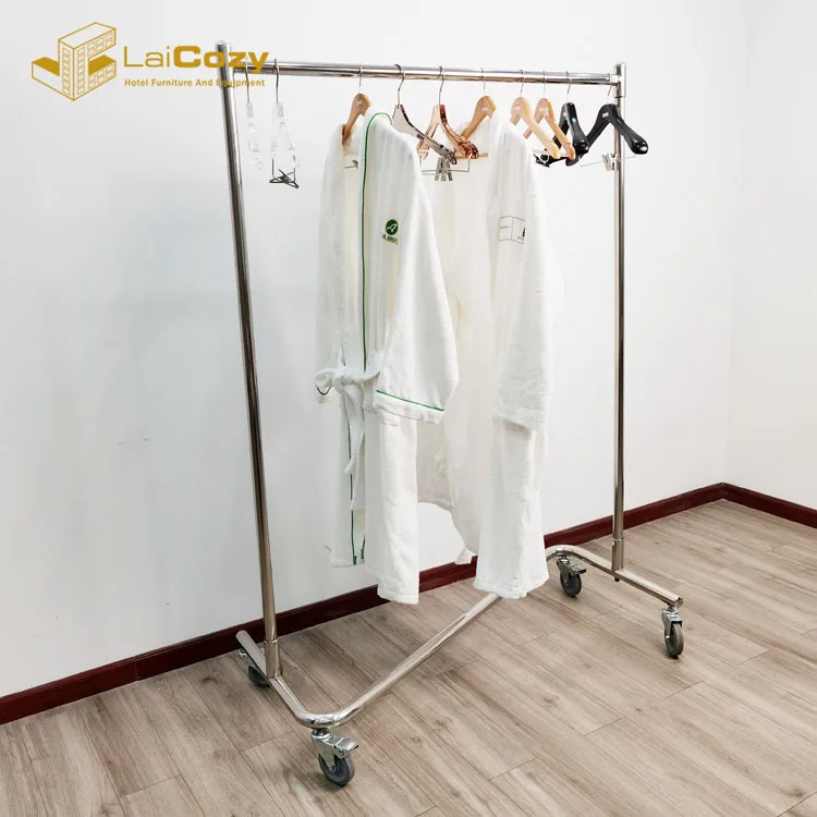 Stainless Steel Z Hanger Trolley Garment Clothes Rack With Wheels Clothing  Display Rack