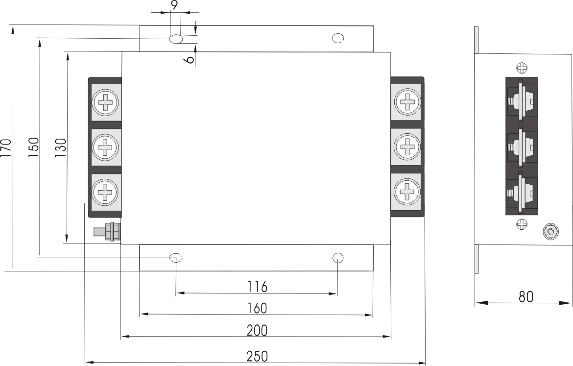 Three-phase power filter EMI Filter DAC6-D Series Rated Current 80A-200A