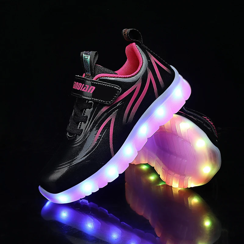 Новая детская обувь из лакированной кожи, водонепроницаемая детская обувь со светодиодной подсветкой для мальчиков и девочек