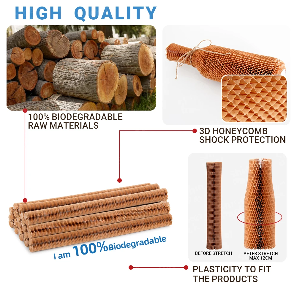 2023 Top Hot Recycle Biodegratable  Honeycomb Wrap Wine Bottle Honeycomb Packing Paper Sleeve  Honeycomb Paper Wrap