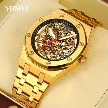YHMEI Luxury Stainless Steel Waterproof High Quality Automatic Watch for Men Mechanical Watches Zinc Alloy Round Wristwatch