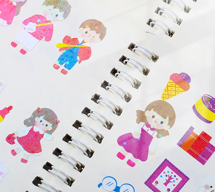 Custom Cute Cartoon Sticker Books Scrapbook Kids Blank Reusable Sticker