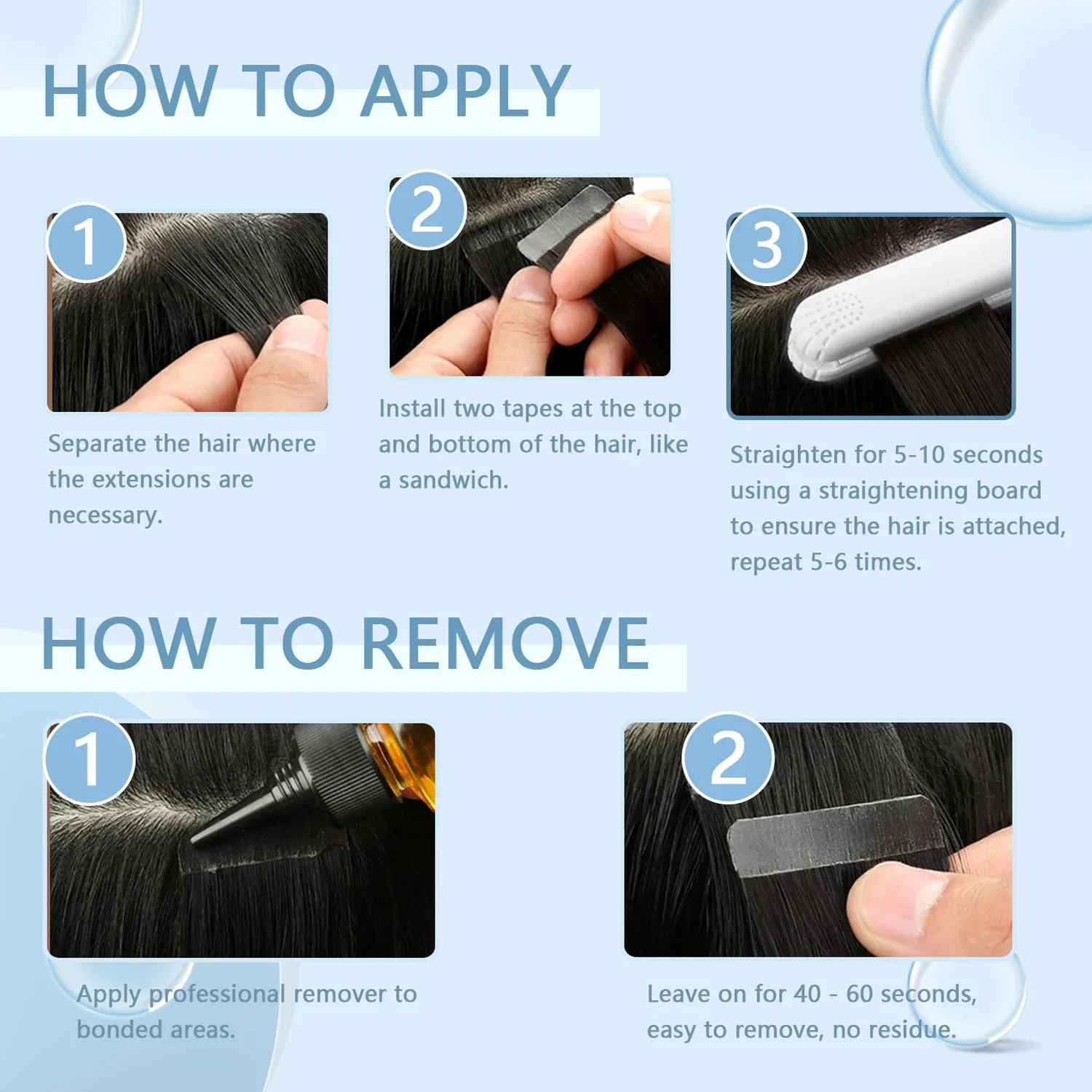 Tape In Extensions aus Echthaar, natürliche Farbe, glatt, Remy-Haartresse, selbstklebend, hohe Qualität, Nr. 1B, für den Salon_voghion.com