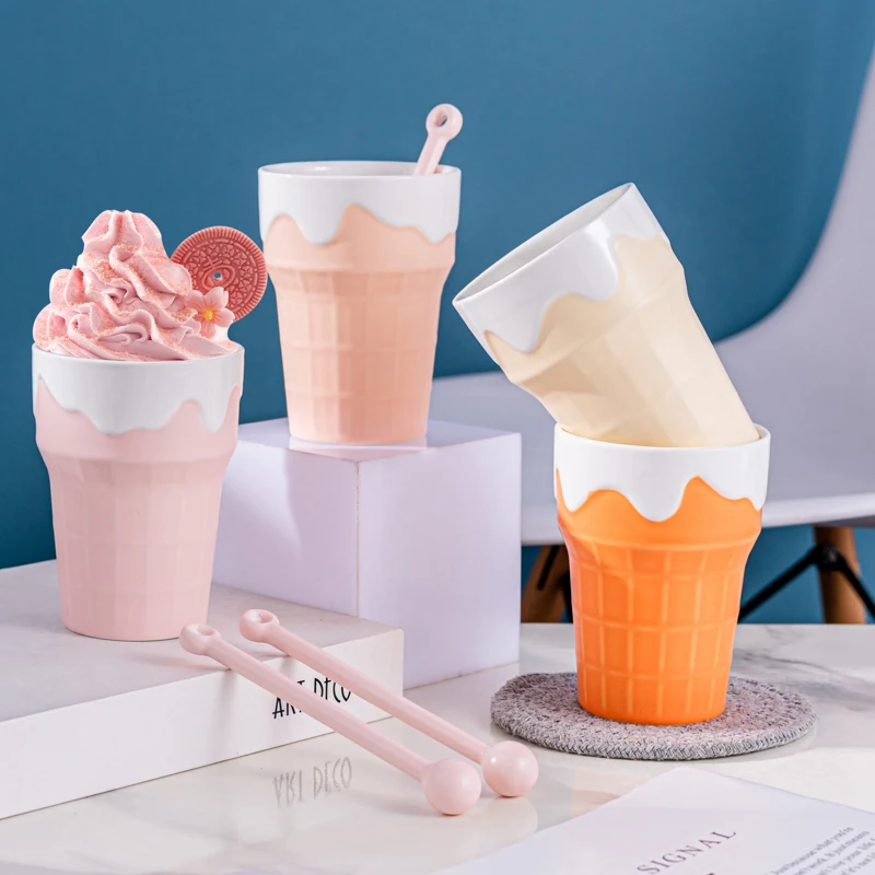 Creative Shape White Slushy Maker Cup Ceramic Dessert Cups Custom Ice