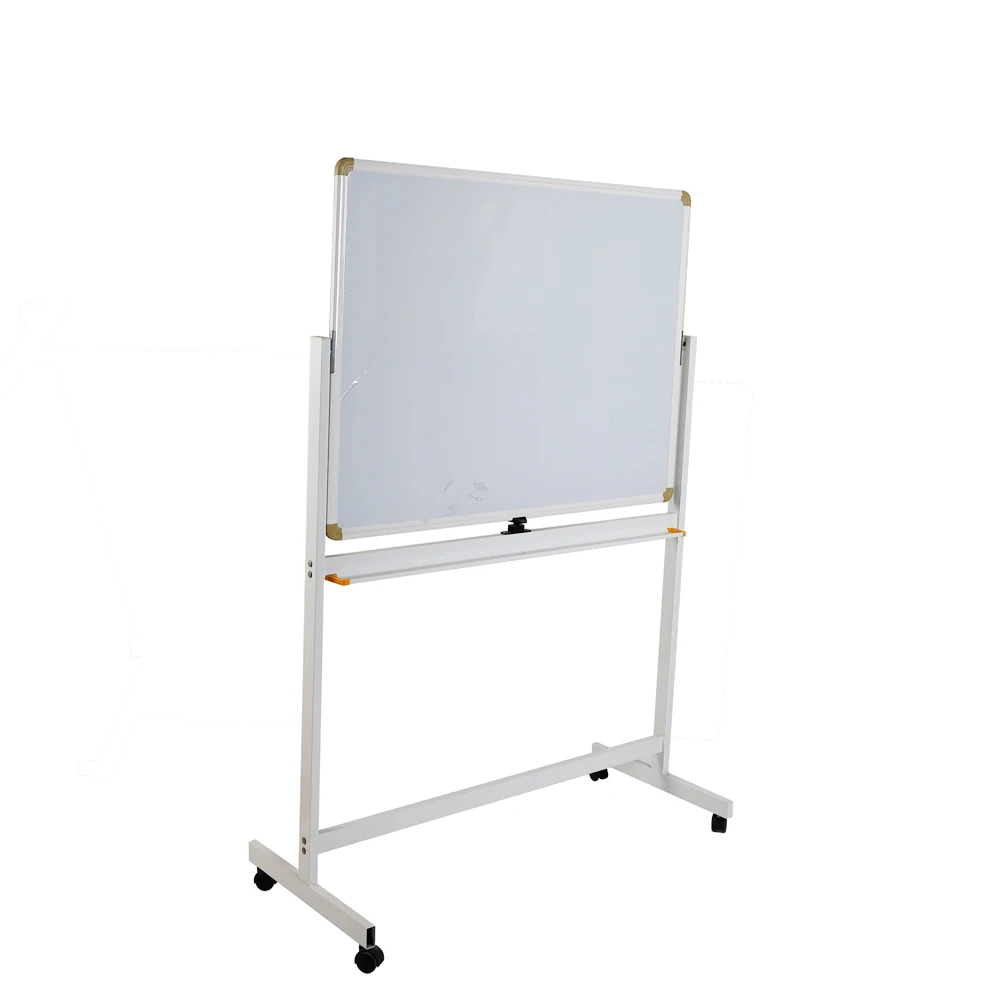 Movable Double-Sided Magnetic Conference Blackboard Rolling Mobile Writing Board with Wheels Black Color