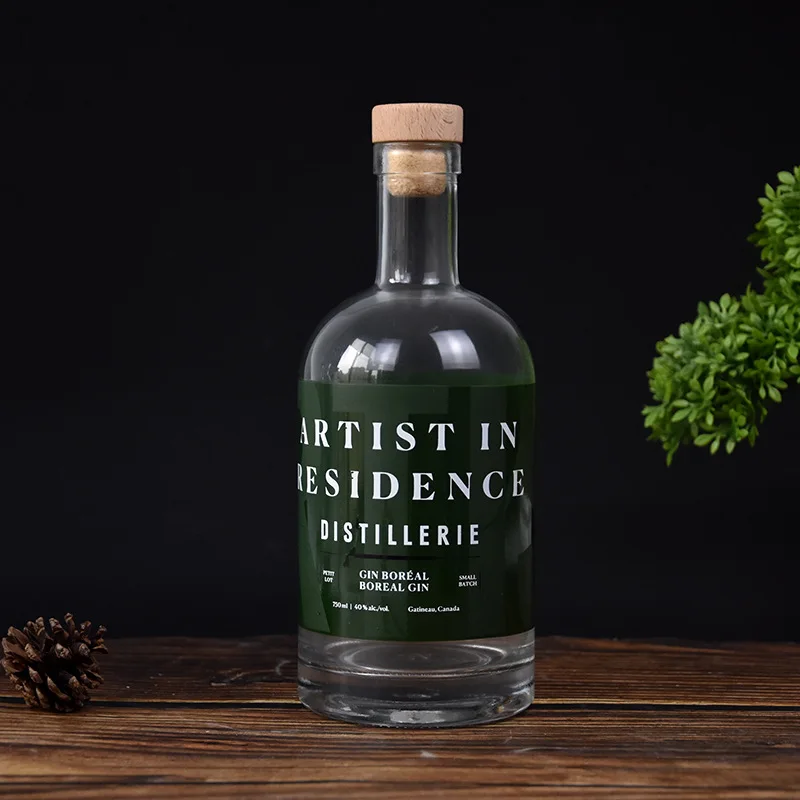 200ml 375ml 500ml  750ml Clear Empty Olso Vodka Liquor Gin Rum Tequila Whisky Spirit Wine Bottle for Liquor With Cork