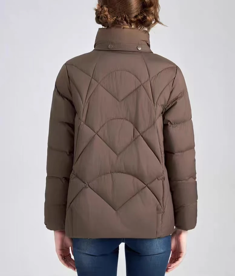 2025Custom Women's Short Length Slim Fit Puff Jacket Thick Warm White Duck Down Thermal Down Coat New Fashionable Style Winter