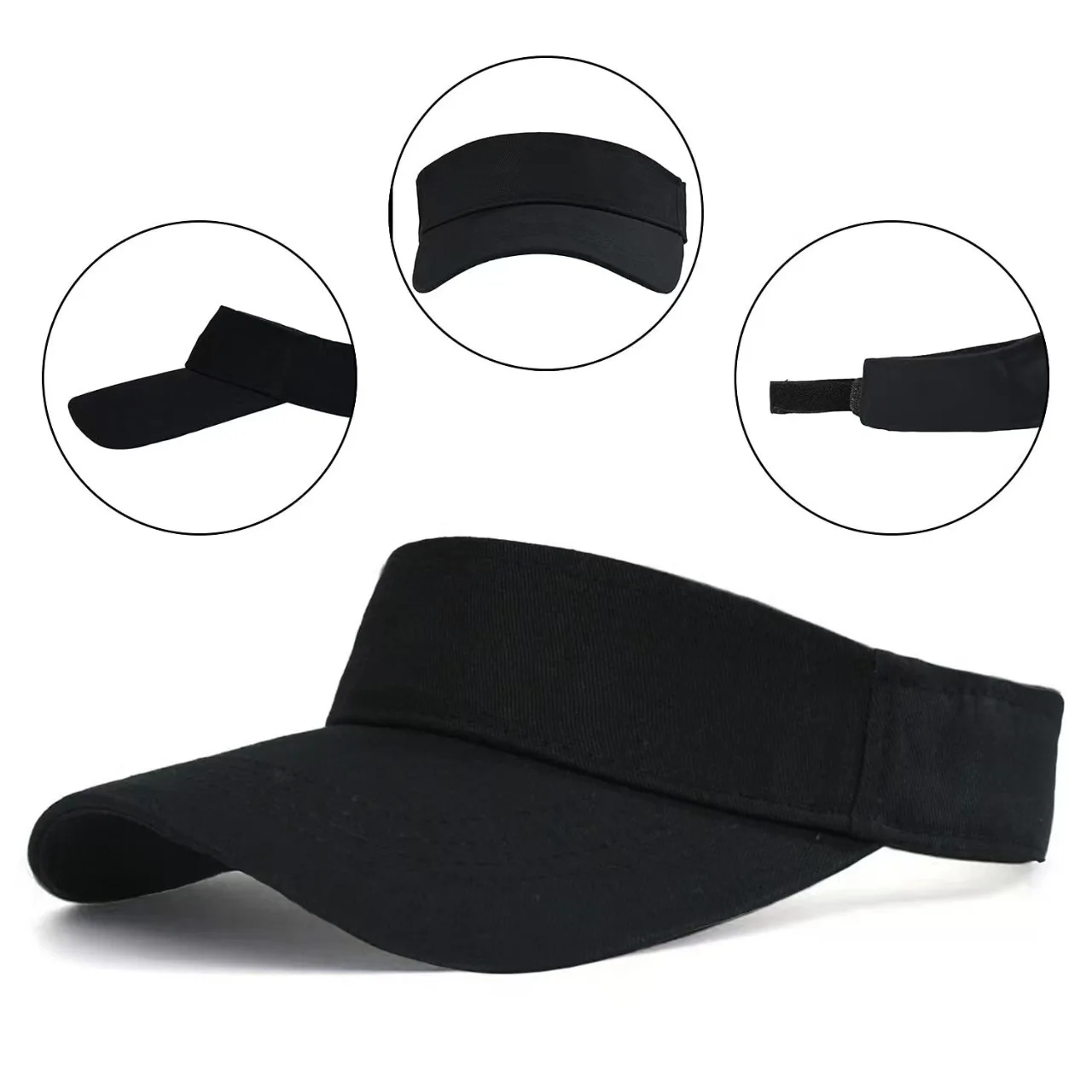 Custom Logo Cotton/Polyester Sun Visor Hat Buckle Closure | Breathable Outdoor Sports Cap Wide Brim UV Protection Promotional preview 4