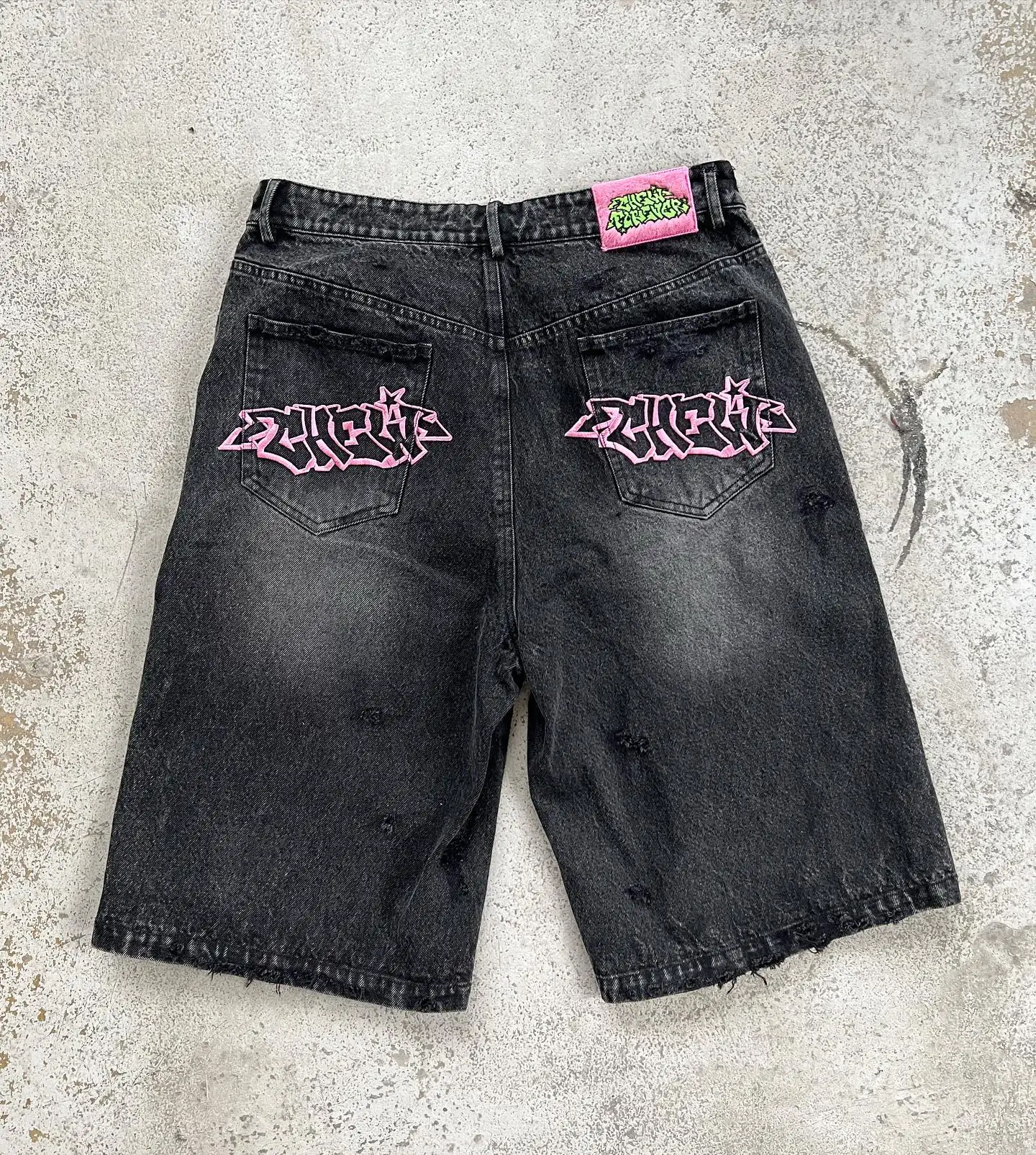 Salati Jeans Manufacturer Designer 3D Embossed Wash Distressed Oversize Ripped Jorts Baggy Trousers Jeans Denim Shorts for Men gallery 3