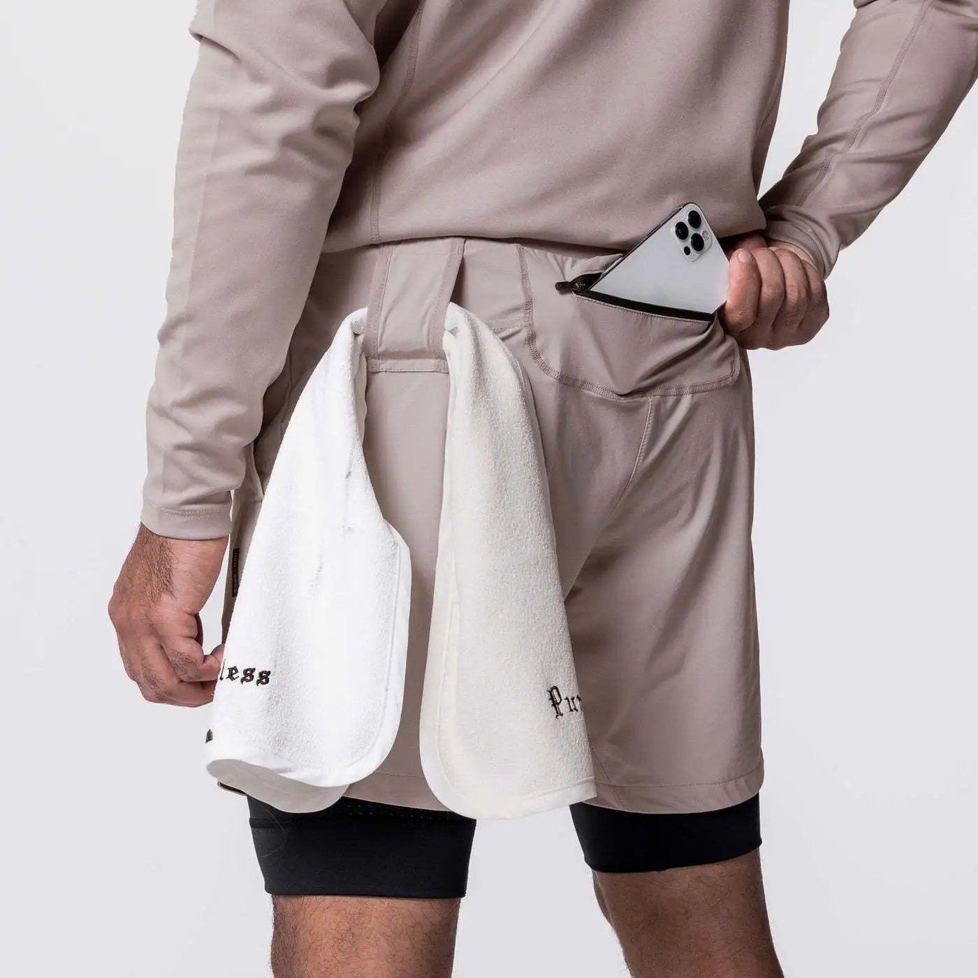 2-in-1-Lauf-Workout-Shorts für Herren in Übergröße, Fitnessstudio-Laufsport-Shorts mit Handtuchschlaufe, Fiess-Shorts mit Handytasche574_voghion.com