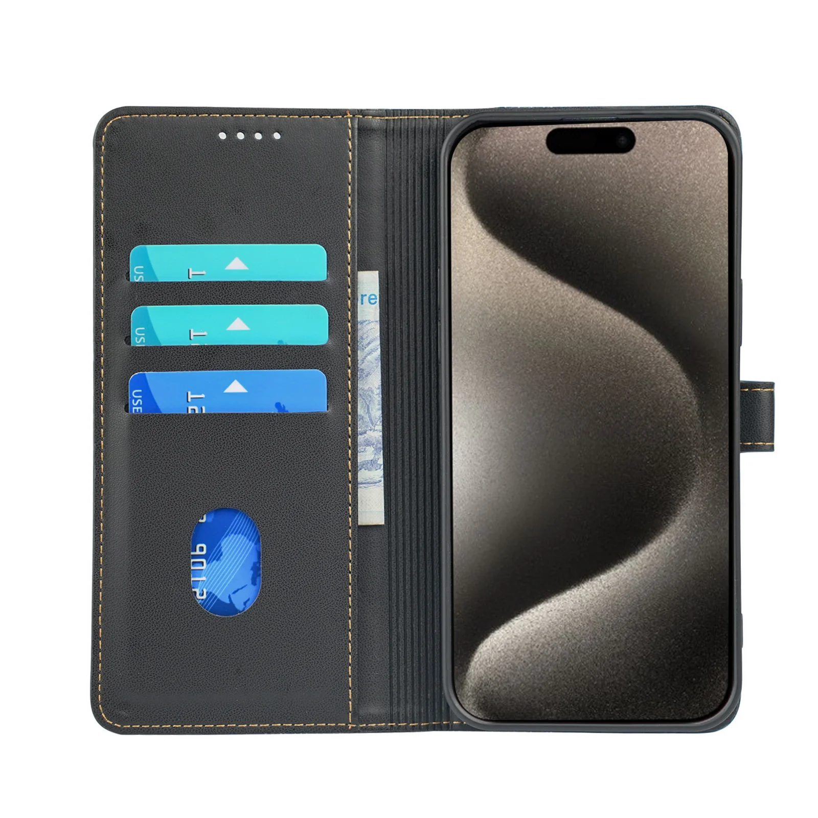 Funda Tipo Libro Para IPhone 13/14 - Cuero Sintético, Con Ranuras Para Tarjetas, Soporte Plegable Y Diseño De Panda Dulce