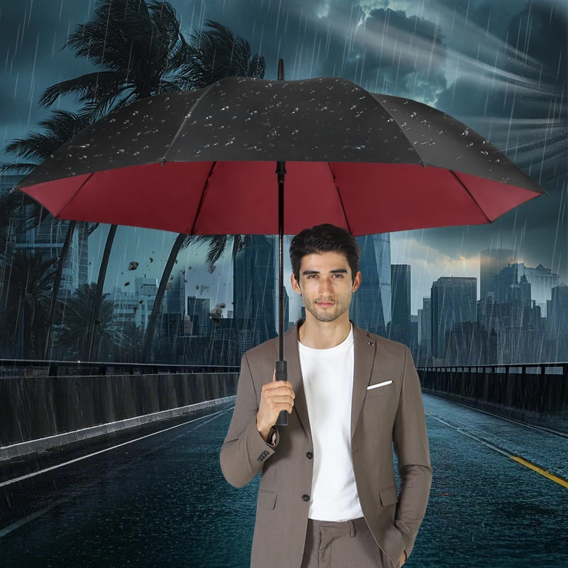 Double Layer Extra Large Oversized Golf Umbrella Heavy Duty Big Long Auto Open Windproof Waterproof Stick Rain Umbrellas