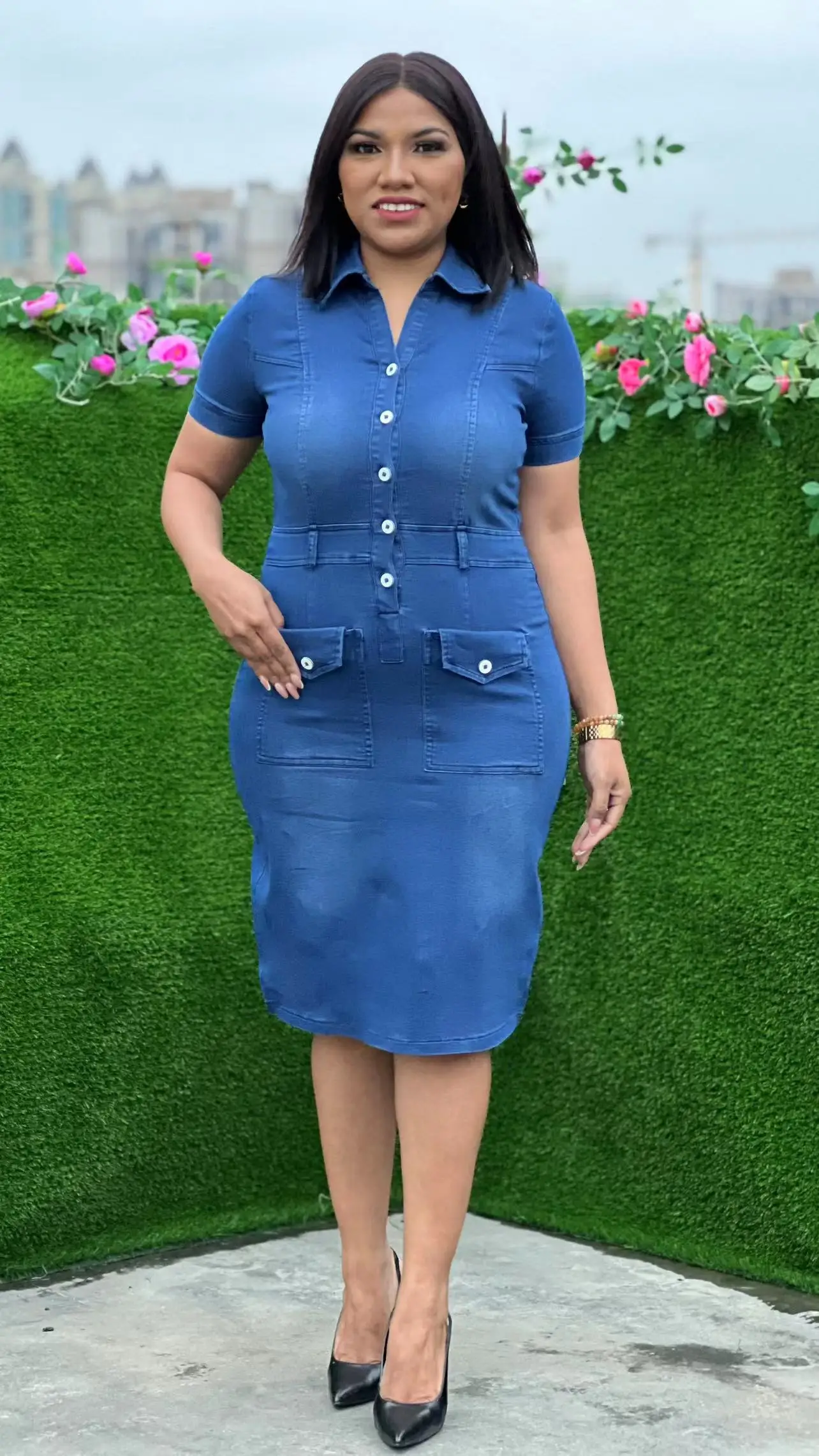 bodycon plus size denim dress Dark Wash Blue Zip Front Bustier Denim Bodycon Dress