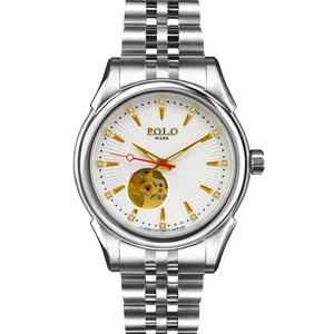 Luxury Men's Analog Mechanical Round Wristwatch Sapphire Crystal Dial Stainless Steel Case Butterfly Clasp Waterproof Design