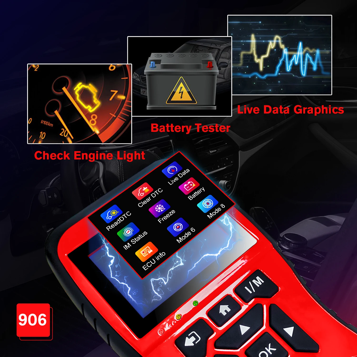 High Quality Universal Auto OBD2 Scanner Read Engine Code Reader for All Cars JDiag JD906