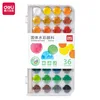 Boîte de mélange de peinture aquarelle solide Deli HS112-36 (36 couleurs)