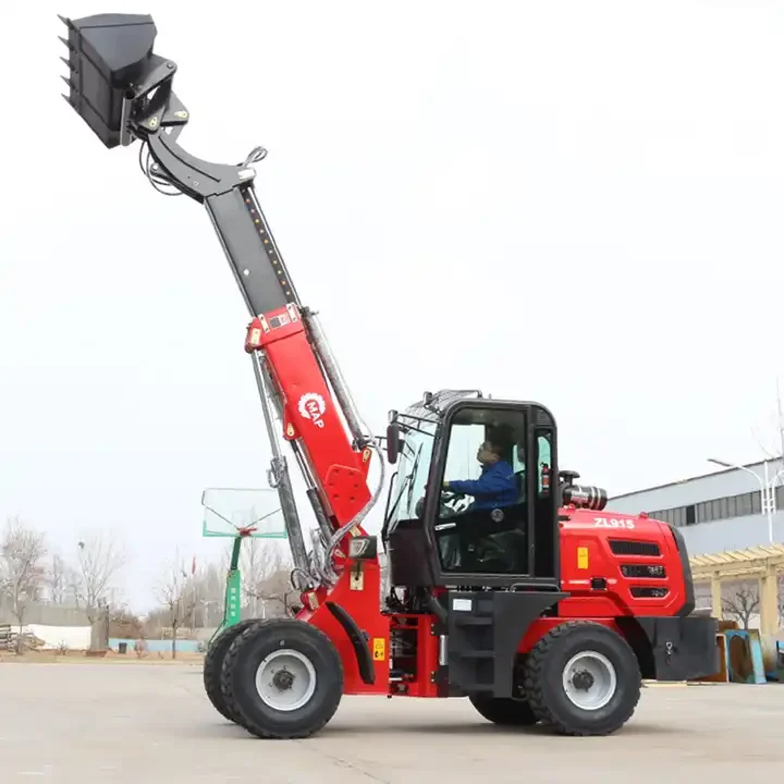 CE TL15 1.5T Mini 4X4 Wheel Front End Loader with Telescopic Boom Backhoe Electric Top Crawler Used Loaders for Sale