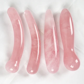 Wholesale various Natural Rose Quartz Crystal Big Yoni Wand Crystal Jade Massage Yoni stick For Happy dildo bend wand for women