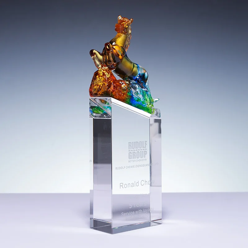 Factory direct custom glass horse body k9 crystal trophy manufacture