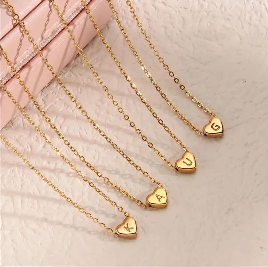 Kisswife 18k Gold Plated Heart Necklace For Women Initial