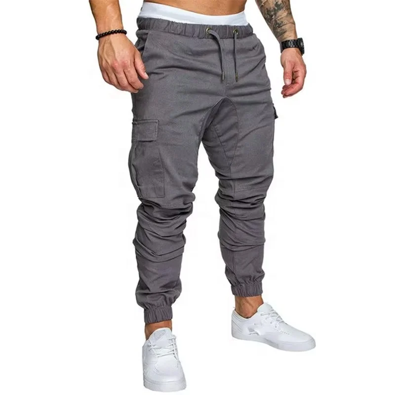 JL032I Hot Selling Multi Pockets Cargo Pant Plain Ensemble Jogging Solid Color Men Track Pants Mens Joggers