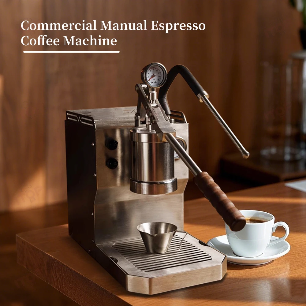 Commercial Manual Espresso Coffee Machine 700ML Hot Water Boiler 590ML  Steam Boiler Humanized Design Uniform Vertical Pressure