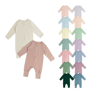 Quick Ship Breathable Bone Less Seamless Skin Friendly Bamboo Baby Bodysuit Kids Pajamas Convenient Baby Rompers